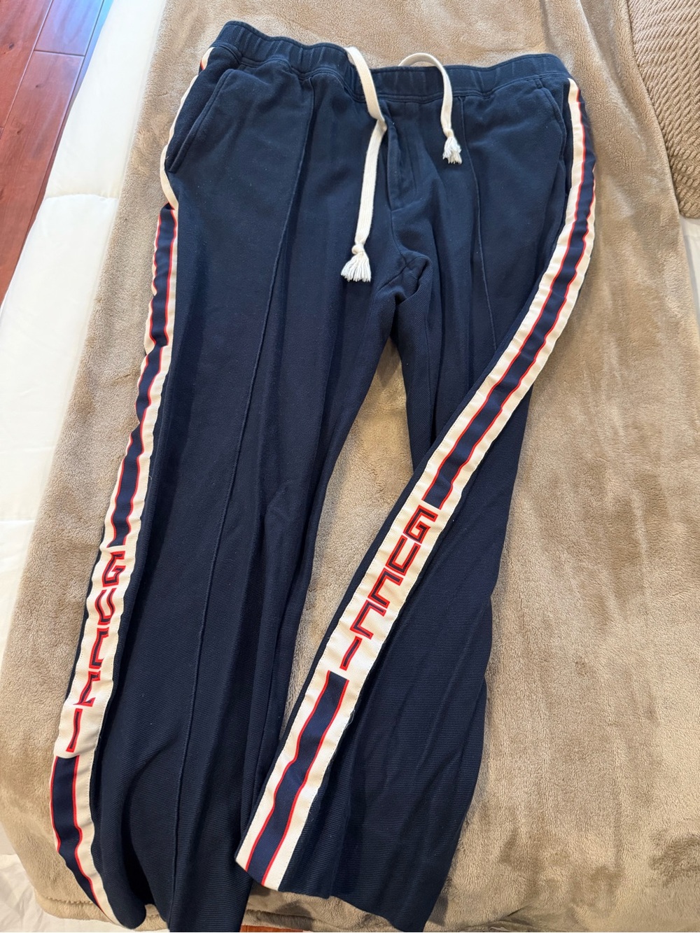 Vintage Gucci Navy Blue Side Stripe Track Pants